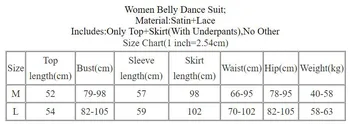 Vēdera Deju Tērps, V-veida kakla Top garām Piedurknēm Sadalīt Svārki Praksi Apģērbu Komplekts sievietēm Pieaugušo Elegants Mežģīņu Krekls Darbības Apģērbi