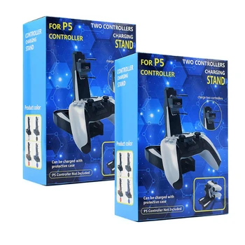 Par PS5 Kontrolieris Lādētāju Šūpuļa Stāv Dual USB Uzlādes Staciju Gamepad Fast Charger LED Indikators Doks Sony Playstation 5