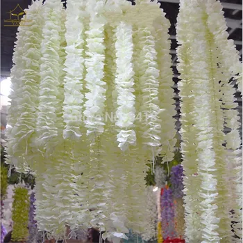 Romantiska Balta Mākslīgā Orhideja Wisteria Vīnogulāju Ziedu 2 Metrus Garu Zīda Vainagi, Kāzu Fona Dekorēšana, Šaušana Aksesuāri