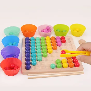 Koncentrācija Koksnes Multi-function Biezumu Puzzle Spēle Bērniem, Montessori Mācību Izglītības Rotaļlieta Klipu Krelles un Koka Rotaļlietas Matemātika