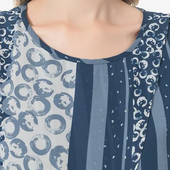 Vba Zils, Apakšā Iespiests Zīda Apaļu Kakla Šuves Konstrukcijas Virsma Dubultā Īsām piedurknēm Garš T-krekls Sievietēm Bj72 Harajuku Tshirt