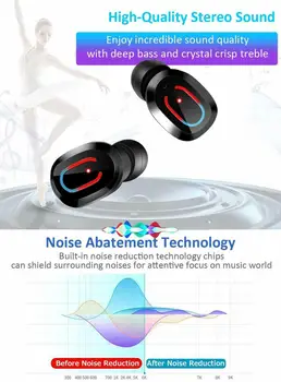 Bluetooth 5.0 Taisnība Wireless Touch Mini Earbuds Austiņas Austiņas IPX7 Ūdensizturīgs Austiņas Built-in Mic in-Ear 3D Troksni Atsverot