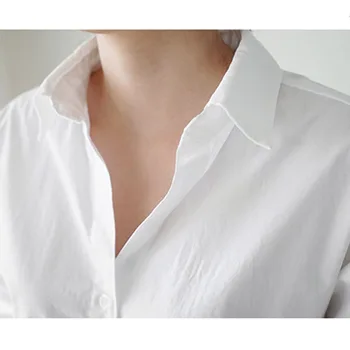 Korejas Modes Apģērbu 2020. Gadam Balti Krekli, Sieviešu Topi Poga, Cietā Laukumā Apkakles Plats Piedurkņu Harajuku Sieviešu Blusas0666