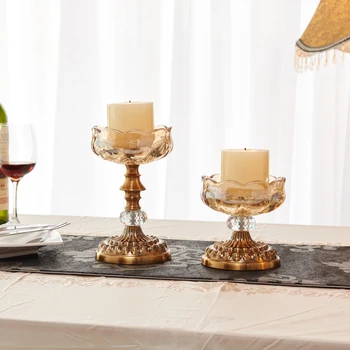 Eiropas kristāla Svečturis apdare stikla svece īpašnieks sveču gaismā vakariņas kāzu svečturis aksesuārus tabulā mājas apdare