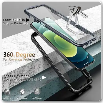 Triecienizturīgs Lietā Par iPhone 12 Mini Skaidrs, Mobilā Tālruņa Aizmugurējo Vāciņu priekš iPhone 12 Pro Max ar Ekrāna Aizsargs