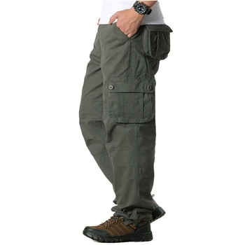Vīriešu Taisni Kravas Bikses Gadījuma Multi Pocket Militāro Kopumā Outwear Zaudēt Garās Bikses Joggers Armijas Taktiskā Bikses 29-44