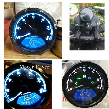 Motociklu Digitālo Spidometru Odometru LCD Ekrāns Meter Tahometrs, Moto Eļļas 12V Apgaismojums 1-4 Cilindri Apļveida Instruments