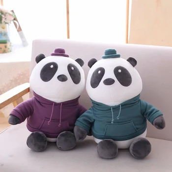 Cute Karikatūra Panda valkājot apģērbu, Plīša Pildījumu Dzīvnieku Rotaļlietas, Bērnu un Zīdaiņu Mīksto Kulbu Leļļu Dāvanu Klāt Lelle, Rotaļlietas Bērniem