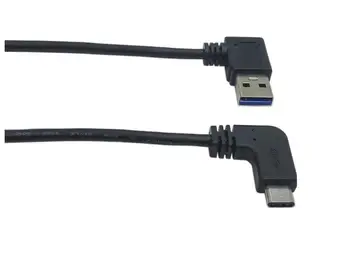 90 Grādu USB C Kabeli USB 3.0 A uz USB C Tipa pa Kreisi taisnā Leņķī Datu Sinhronizācijas & Charge Vadu USB-C Pārveidotāja Adapteris dubultā leņķa 1m