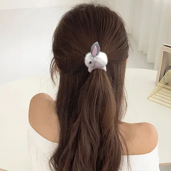 Super cute maz trusis plīša matu virves meitene bumbu matu gredzens girl bērnu matu izpušķot matu ribu galvas virve