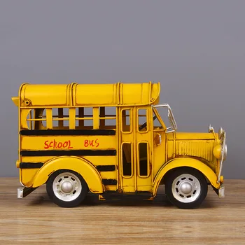 Retro Liels Auto Modelis Dzelzs Vintage Skolas Autobusu Auto Modelis Kaltas Dzelzs Autobusu Modeli Lējumiem Apdare Rotaļlietas Bērniem Pieaugušajiem
