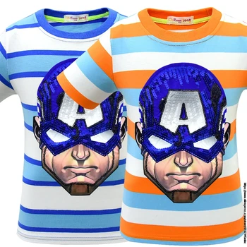 Disney Captain America Vasaras T Kreklu Bērnu Apģērbu Zēnu T-krekli Meitenēm Tshirts Drukāt Cartoon Kids Grinch Drēbes