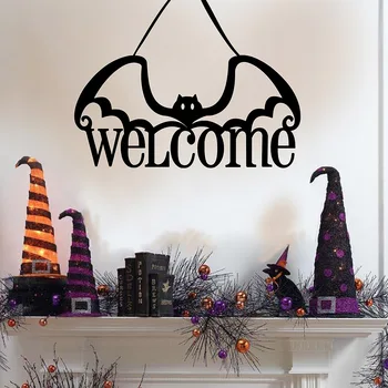 Halloween Hanging signāls Durvīm Karājas neaustu Laipni bat durvis, rotas, Piederumi Telpu Karājas Dekoru Laipni Art Sienas zīme