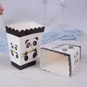 6pcs Bērniem Dzimšanas dienas ballīti Piegādes Panda Kastes Panda Popkorna Kaste Happy Birthday Popkorna Kastes Panda Grupa Krājumi