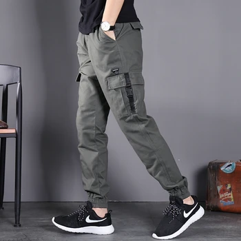 Jauna Dizaineru Modes Vīriešu Džinsi Augstas Kvalitātes Loose Fit Lielas Kabatas Ikdienas Kravu Bikses Streetwear Hip Hop Joggers Harēma Bikses