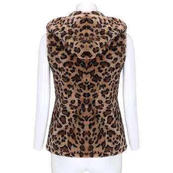 Echoine Sieviešu Veste Mētelis Leopards Drukāt Modes bez Piedurknēm, Kapuci Atvērto Valdziņu Kabatas Kašmira Veste Ziemas Outwear Sieviete