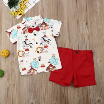 Karstā Pārdošanas Zīmolu Zēnu Apģērbu Bērniem Vasarā Zēnu Drēbes Karikatūra Cirka Drukāt Bērniem Zēnu Apģērba Komplekts T-sūdi+Bikses roupa infantil
