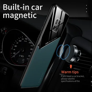 Luksusa Ādas Auto Magnētiskais Turētājs Tālruni Gadījumā, Huawei Mate 30 20 P40 P30 P20 Lite Pro 9X Ultra-plānas Silikona Aizsardzības Vāciņu