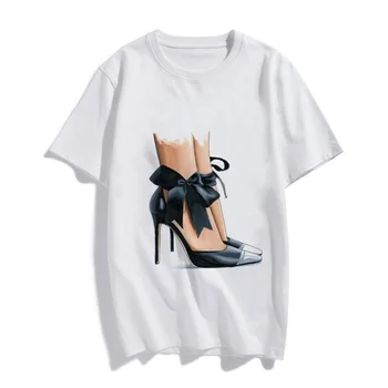 Jaunākās Akvarelis Augstiem Papēžiem Kurpes Drukāt Vogue T Krekls Femme Smieklīgi T -krekls Sievietēm Hip Hop, Punk Vasaras Hipster Streetwear Tshirt