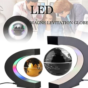 Magnētiskā Peldošās Pasaulē Levitation MUMS, ES Plug C-Formas Krāsains LED Pasaules Kartē Mājas Dekoru