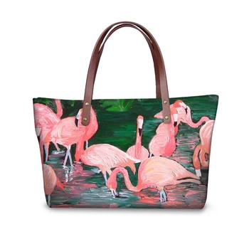 HaoYun Luksusa Sieviešu Totes Soma Karikatūra Flamingo Modelis Liela Jauda, Meitenes Plecu Somas Dzīvnieku Dizainers Dāmas Somiņā Somas