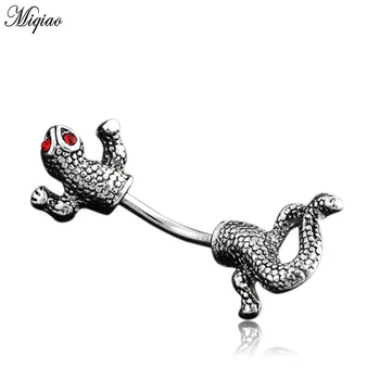 Miqiao 1 Gab Retro Dzīvnieku Ķirzaka Vēdera Poga Gredzenu Spilgts Gecko Nabas Nagu Pīrsings Ornaments