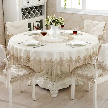 Luksusa izšūts galdauts, galda restorānvagonos apaļā galda segums galdautu šķīst ūdenī mežģīnes 002 kāzu ziedu mājas tekstila