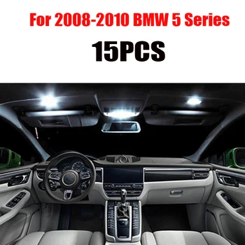 Par 1997-2010 BMW 5. Sērijas Balta auto piederumi Canbus Bez Kļūdām, LED salona Apgaismojuma Lasīšanas Gaismas Komplektu, Kartes Dome Licence Lampas