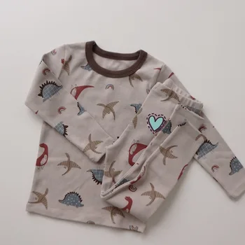 Ir 2021. Jauns Bērnu Zēniem Dinozauru Apģērbu Komplektus Ar Garām Piedurknēm T Krekls + Bikses Set Baby Meiteņu Tērpiem Multfilmas Bērniem 2 Gabali Uzvalks