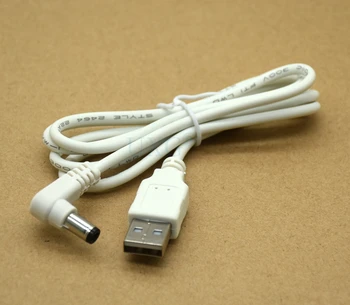 DC Strāvas Adapteri Plug USB Pārvērst Līdz 5,5 2,5 mm 5.5*2.5 mm Melns Forma Pareizā Leņķī Ligzda Ar Vadu Savienotāja Kabelis, 1m, Balts