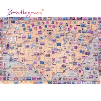 BRISTLEGRASS Koka Puzli 500 1000 Gabals Zīmogs Karte Amerikas savienotās Valstis Izglītības Rotaļlietu Kolekciju DIY Sienas Gleznojums Dekori