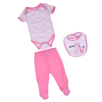 Atdzimis Lelle Drēbes 3pcs Apģērbs (Jumpsuits Neckerchief Bikses) par 20-22 Collu Reborns Jaundzimušo Bērnu Lelle Saģērbt