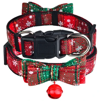 Ziemassvētku kaklasiksna & Zvani Auduma Sieviešu, Vīriešu Kucēns Pet tauriņu Regulējams XS-L Neilona mājdzīvnieku aksesuāri suņiem pechera para perro
