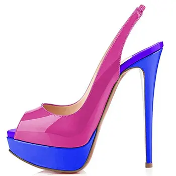Arden Furtado 2019 jauno vasaras augstiem papēžiem 15cm atpakaļ siksna modes platformas sandales sexy peep toe rozā, zaļa, zila, Leoparda kurpes