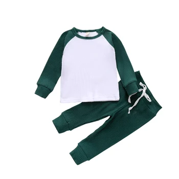 Imcute mazie bērni garām piedurknēm, Garās Uzvalks Modes Krāsu Kontrastu T-krekls un Elastīgs Pārsējs Garas Bikses