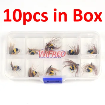 Wifreo 10pcs #10 Mākslīgais Kukaiņu Ēsmu Bumble Bee Lidot Foreļu Zvejas Lures