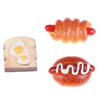 Jaunu 10pcs Mini Sveķu Pārtikas Spēlēt Rotaļu Mājas Amatniecības Izlikties, Hotdog maizes kūka Namiņš Miniatūras Rotājumu Dekors Bērniem