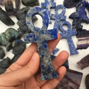 Galvenie dzīves dabiskajiem akmeņiem un minerāliem, lapis lazuli krusta statuetes reiki dziedināšanas kristāli Glifu Enerģijas mājas apdare