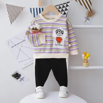 Pavasara Rudens New Baby Girl Drēbes Uzvalku Bērnu Kokvilnas T Krekls, Bikses 2gab/komplekti Toddler Modes Tērpi Zīdaiņiem Bērniem, Treniņtērpi
