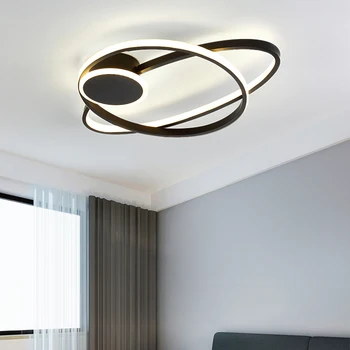 Dzīvojamā istaba lukturi vienkāršu, modernu LED griestu lampas restorāns Ziemeļvalstu personības kārtā melnā un baltā guļamistaba spīdīgs apgaismojums