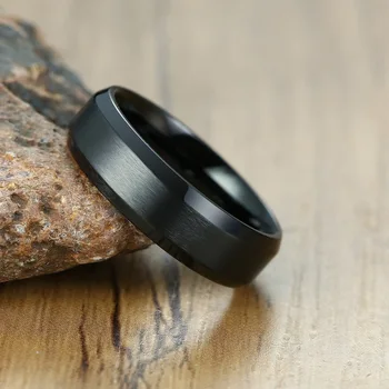 Modes Nerūsējošā Tērauda Vienkāršs Vīriešu Gredzens Rotaslietas 6mm Black Ring Aksesuāri, Sudraba Krāsā Pirksta Gredzenu, Lai Cilvēkam