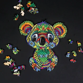 Koka Karikatūra Koka Lauvas/Koala /Tiger/Groundhog/Dizains/Pūķis Lielie Bērni Rotaļu Mājas Puzzle Gabalus Jigsaw Dāvanu Spēles Un Puzles