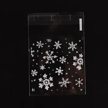 100pcs/daudz DIY Plastmasas Konfektes Sīkfailu pārtikas Maisā Ziemassvētku Mini Pārredzamu Skrubis Dzīvoklis Kabatas Ziemassvētku Sniegpārsla Iepakojuma Maisiņi