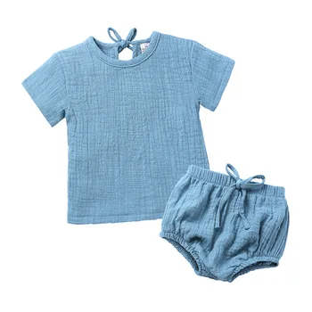 Bērnu Apģērbu Toddler Bērniem, Baby Zēni Meitenes vintage Cietā Īsām Piedurknēm T-Krekls Top+Ikdienas īsās bikses-Šorti Apģērbs Komplekti bērniem Drēbes