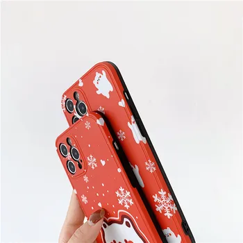Modes Ziemassvētku Sniegpārsla Lācis Tālrunis Lietā Par iPhone 11 Pro Max 12 Pro 12Mini X XR XS Max 7 8 Plus Soft IMD Aizmugurējo Vāciņu