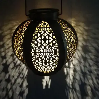 Saules Liels Laterna Karājas Dārza Āra Apgaismojums Ūdensnecaurlaidīgs LED Metāla Galda Lampas, metāla projekcijas lampas dārza dekorēšanai