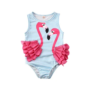 Pudcoco Karikatūra Flamingo Drukāt Baby Girl Viens Gabals Bikini Peldkostīms, Peldbikses, Peldkostīmu, Pludmales Vasaras Jaundzimušo Bērnu Apģērbu 2020