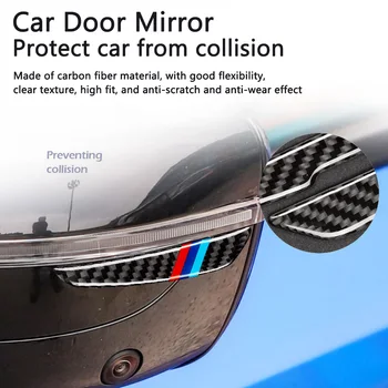 6Pc Oglekļa Šķiedras Auto Durvju Malas Aizsargs Bufera Apdare Molding Anti Scratch Uzlīme Atpakaļskata Spogulī, Aizsardzības Aksesuāri, BMW