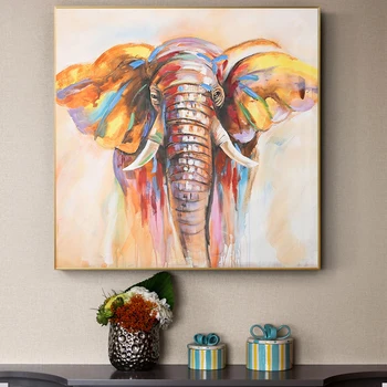 Akvarelis ElephantModern Anotācija Eļļas Gleznu Druka uz Audekla Sienas Māksla Plakāti Bildes Dzīvojamā Istaba Bezrāmju Dekoratīvie