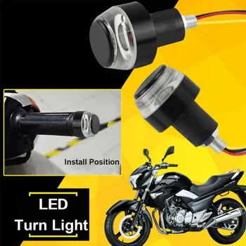 2GAB motociklu formas LED Motocikla Stūres Pagrieziena Signāla Gaismu Dzintara Indikators Flasher Bārs Beigām Blinker DC 12V Universal